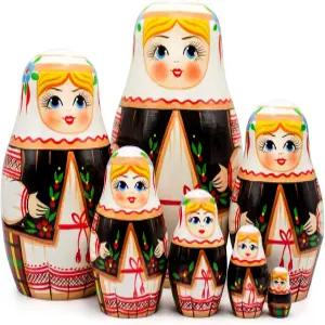 AEVVV 우크라이나 네스팅 인형 7종 세트 기념품 드레스 비시방카의 마트료쉬카 수제 선물