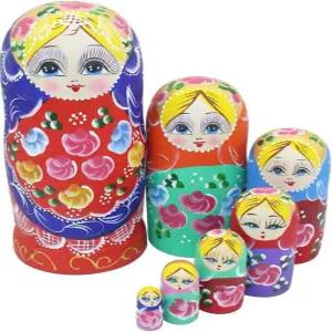 겨울 벌레 7종 세트 아름답고 사랑 나무 빨간 꽃 소녀 블루 스카프 전통 둥지 인형 마트료쉬카 소원 선물