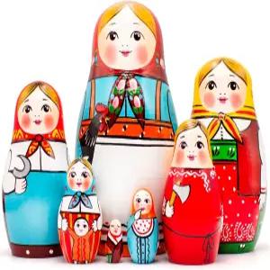 AEVVV 둥지 인형 세트 7개 나무 마트료시카 가장 오래된 디자인 수제 예술
