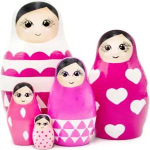 AEVVV 둥지 인형 핑크 세트 5개 귀여운 장식 마트료쉬카 룸 에스테틱 크리스마스 용품