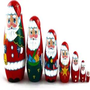 마트료쉬카 둥지 인형 바부쉬카 아름다운 산타클로스 세트 7 나무 손 페인팅 기념품 공예 선물