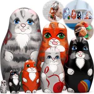 고양이 둥지 인형 7종 세트 있는 마트료시카