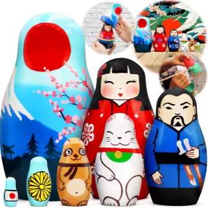 AEVVV 둥지 인형 7종 세트 장식의 마트료시카 벚꽃 행운의 고양이 피규어 게이샤 사무라이