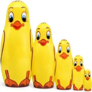 오리 둥지 인형 세트 5개 나무 어미 마트료시카