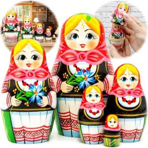 AEVVV 마트료쉬카 인형 5종 세트 동유럽 의상을 입은 나무 둥지 옥수수 꽃 장식