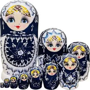 미니어 러시안 네스팅 인형 나무 마트료쉬카 10개 세트 귀여운 수제 및 크리스마스 장식