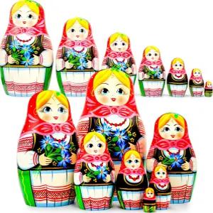 AEVVV 마트료쉬카 네스팅 인형 7종 세트 옥수수 꽃이 그려진 동유럽 의상의 바부쉬카