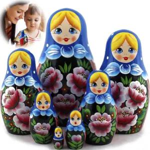 네스팅 바부쉬카 인형 수제 장미 핸드 페인팅 마트카 스태킹 7 무네카스 루사스 홈 데코 장식