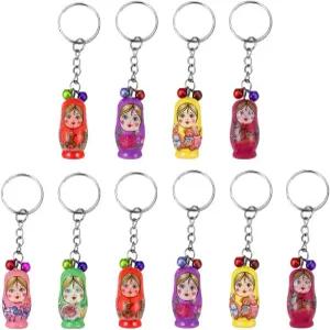 토비안 36pcs 열쇠고리 인형 소녀 스태킹 바부쉬카 휴대폰 매력 펜던트 귀여운