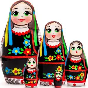 AEVVV 둥지 인형 5종 세트 우크라이나 전통 드레스에 장식이 있는 마트료쉬카 비시방카의 나무 템