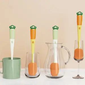 주방용 세척솔 당근 디자인 텀블러 물병 젖병 컵 전용 긴손잡이 청소 브러시 위생