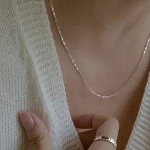 레트로핑거 실버925 은줄 직사각 이태리체인목걸이 순은 슬림 목걸이줄