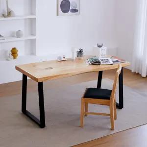 해찬솔 소나무 통원목 책상테이블 1600_w700 UV코팅_베이지/우드슬랩테이블/국