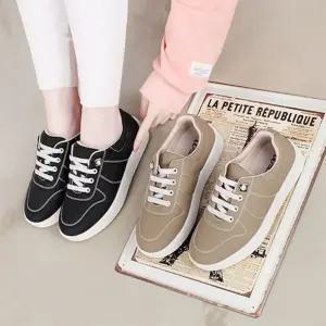여자 데일리 베이직 캐주얼 합성피혁 끈 스니커즈