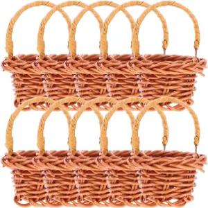 VOSAREA 10pcs 미니어처 위커 바구니 작은 라탄 윌로우 걸 파티 크리스마스 웨딩 풍경 사진 소품