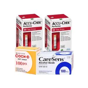 아큐첵 퍼포마 혈당시험지100매(27년05월)+아큐첵 호환침100매+알콜솜100매