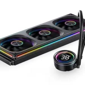 고성능 컴퓨터 수냉쿨러 3열 디지털 디스플레이 라디에이터 쿨링팬 통합형 냉각 시스템 안정적 방열판 디자인