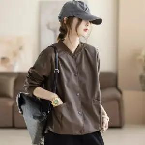 여친 니트 캐주얼 봄 야구 PU가죽 트렌치코트 넥 점퍼 원픽1