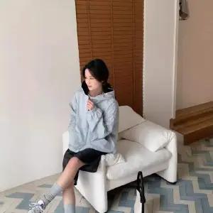 여사친 캐주얼 봄 코트 점퍼 지퍼 야구 트렌치코트 솔리드 포켓 후드 원픽1