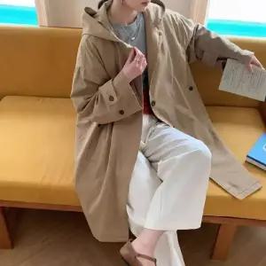 여친 봄 캐주얼 트렌치코트 점퍼 야구 솔리드 코트 후드 원픽1