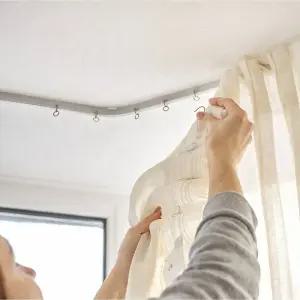 셀링온 곡선 커튼레일샤워봉 압축 커텐 탈의실 코너형 커브형 부스 목욕 투명