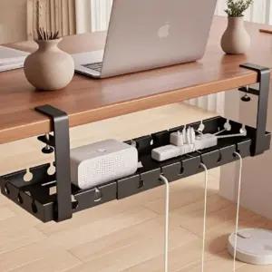 컴퓨터 책상 공유기 전선 충전기 케이블 정리 길이조절 보관함 트레이 거치대 대형선 선거치대 멀티탭