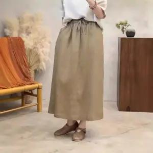 여친 치마 롱 봄 빈티지 솔리드 밴딩 린넨 원픽1