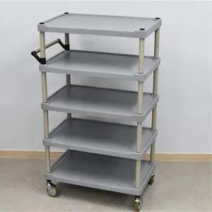 조립식 플라스틱 배식카트 운반카트 5단카트 중 일반2ea 브레이크2ea