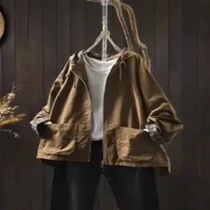 면 캐주얼 가을 빈티지 포켓 코트 여자야구점퍼 쇼트 후드 트렌치 ible3