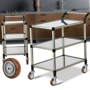 트롤리 스테인레스 3단 업소용 서빙 이동식 카트 바퀴형