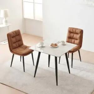 [신세계라이브쇼핑]동서가구 뉴브 세라믹 식탁 테이블 800 + 가죽 쿠션 체어 2개 DF928370