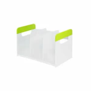 플러스 책꽂이 3단 연두 책상오거나이저 수납정리오거나이저 정리대 데스크탑홀더 트레이 손잡이 사무용서