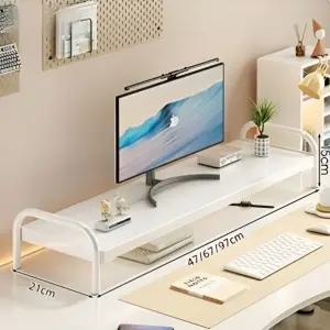 철재 라운드 슬라이딩 서랍 원목 받침대 1단 67cm컴퓨터모니터 와이드 대형 높이조절 선반형 형모니터 슬라