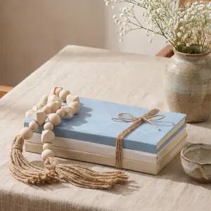 페이피야 3종 가정 장식용 가짜 책 세트 커피 테이블 쌓기 린넨 덮임 디스플레이 노트북 거실용 우드 비드