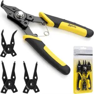 스냅 링 플라이어 헤비 듀티 세트 4-in-1 컨버터블 내부 외부 고정 교체 가능한 헤드 45 90도 각도 죠 C