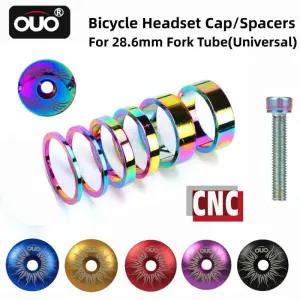 OUO CNC Mtb 파워 캡 1 1/8 헤드셋 스페이서 스템 탑 볼트 28.6mm 포크 자전거 브리지 스티어링 칼럼