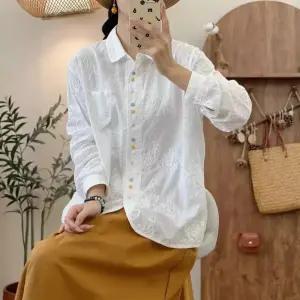 EAMT 여친 봄 카디건 상의 컬러 긴팔 셔츠 자수 EUNG1