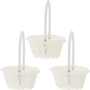 Kisangel 화이트 위커 부활절 바구니 6X4X3인치 작은 플라워걸 바스켓 손잡이가 달려 있어 웨딩 파티