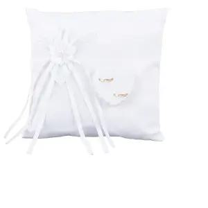 진주와 꽃이 있는 7.87인치 웨딩 링 베개 흰색 쿠션 베어러 프로포즈 결혼식을 위한 빈티지 액세서리가