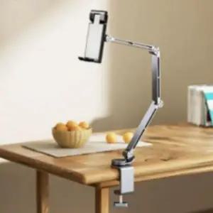 스마트폰 태블릿 탁상용 스탠드 거치대 메탈실버 태블릿침대거치대