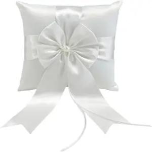 결혼식 링 베어러 베개 - 우아한 활 매듭이 있는 보리 새틴 예식용 클래식 웨딩 쿠션 파티 및 신부