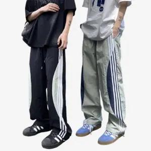 [아이에스이랩]여름 남여공용 밑단스트링 밴딩 와이드 바지I2PM033