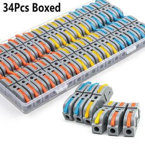 박스형 34개 레버식 퀵 홈 와이어 커넥터 터미널 도체 접합 가능 버트 배선 블록 재사용 호환 전기