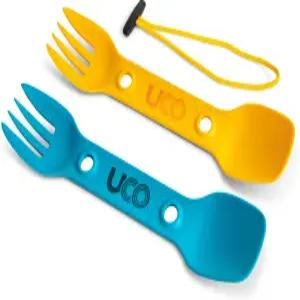 UCO 유틸리티 스포크 3-in-1 콤보 스푼포크 나이프 식기 2팩 골드/스카이 블루