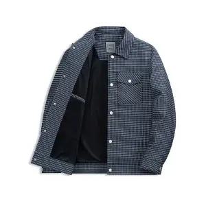 올요아 남성용 하프 춘추 캐주얼 키작남 칼라 싱글 자카드 자켓 코트 체크 꾹3