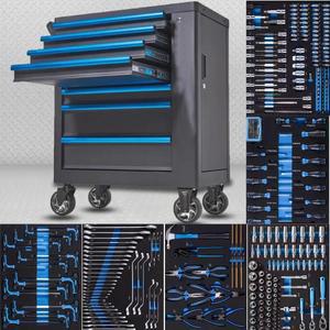 잠금 가능 7단 서랍 자동차 수리 공구 캐비닛 빨간색 310pcs 세트 철제 및 작업장 차고 보관 OEM 지원