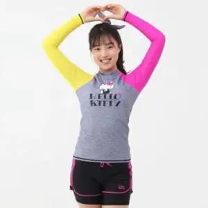 주니어수영복 헬로키티 여자 수영복 주니어 래쉬가드 팬츠 세트 2p