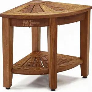 아쿠아틱 오리지널 15.5인치 카이 코너 티크 샤워 벤치 - 욕실 수납 선반이 있는 의자 내구성이 뛰어난