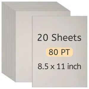 DSYIL 20 PCS 칩보드 시트 8.5 x 11 인치 공예 도서 제본용 두꺼운 판지 80 PT DIY 아트 프로젝트 스크랩북