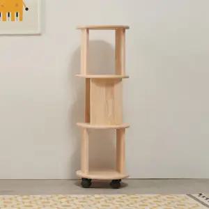 [우아미가구]라리 고무나무 원목 3단 이동식 책장